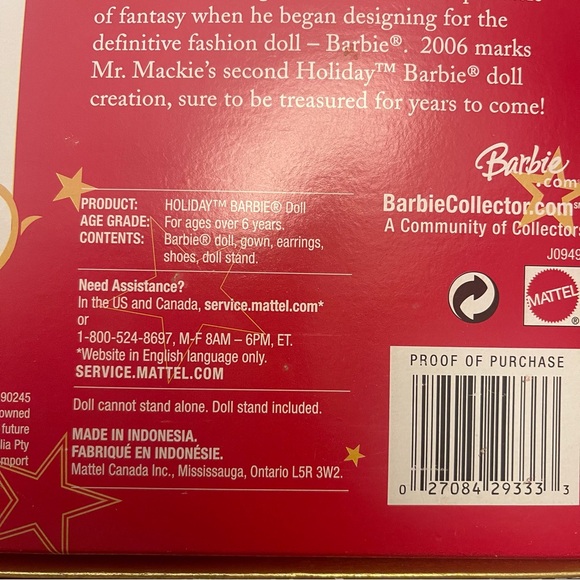 Bob Mackie Holiday Barbie 2006 in Black and Gold Gown - Picture 8 of 9